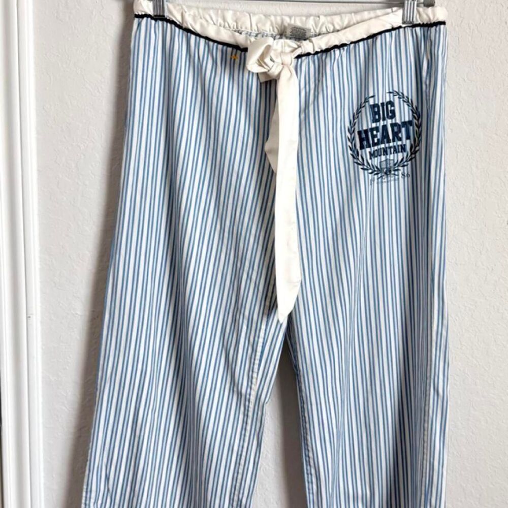 Victoria’s Secret Big Heart Mountain Striped Pajama Pants Women’s Medium Blue Wh